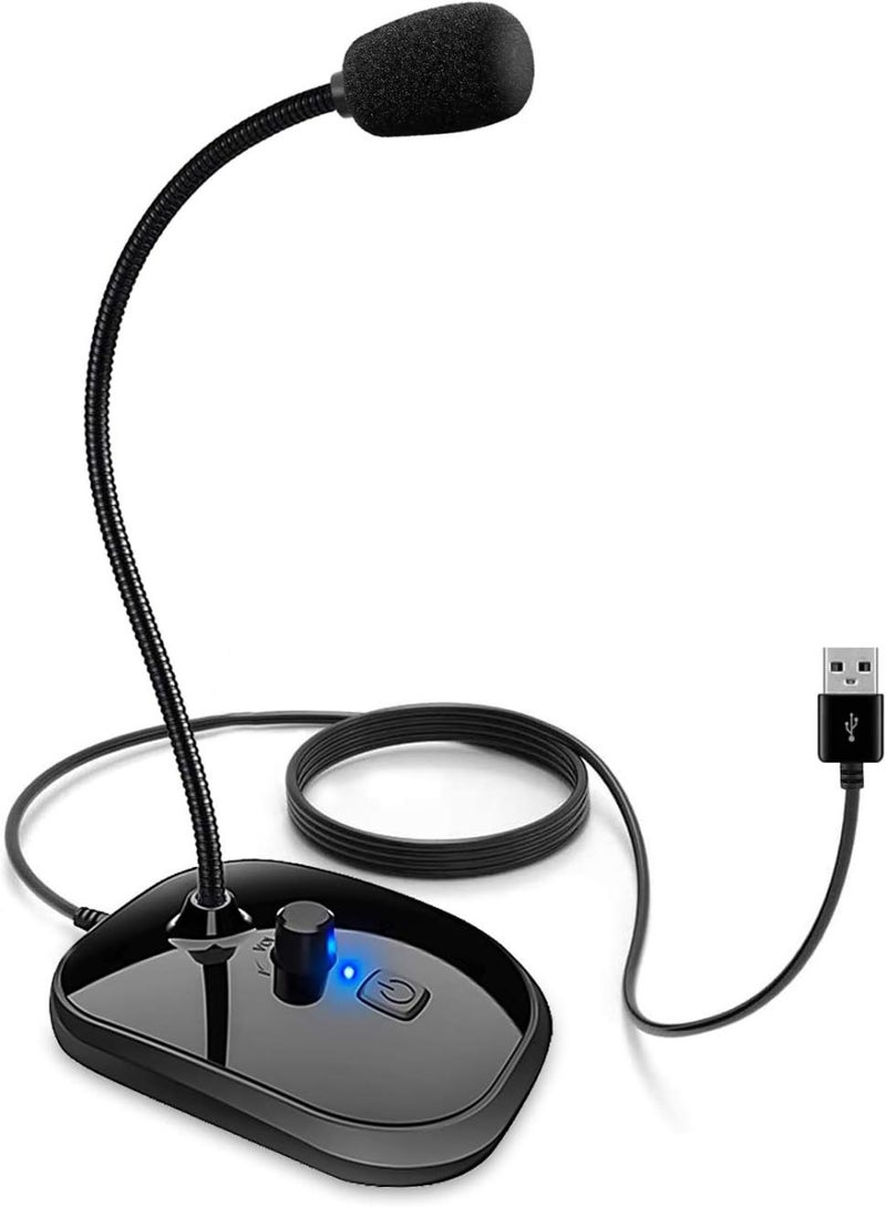 فوميمو ميكروفون USB للكمبيوتر واللاب توب والكمبيوتر مع مقبض دوار للتحكم في مستوى الصوت وزر كتم ، بخاصية التوصيل والتشغيل، بلاي ستيشن 4 والاملاء والتسجيل والمكالمات، من  أحادى، متعدد الألوان - Image 2