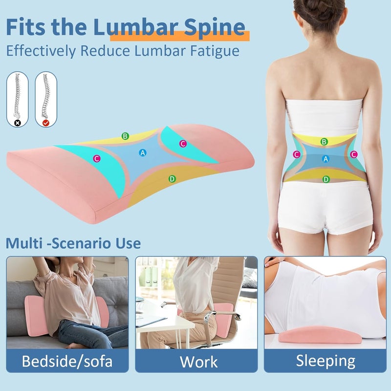 vamorry Lumbar Support Pillow for Bed Relief Back Pain: Lower Back Pillow for Sleeping - Memory Foam Waist Pillow - Back Wedge Bolster Pillow for Side, Back&Stomach Sleepers - Bed Rest Pillow for Car, Sofa - Image 3