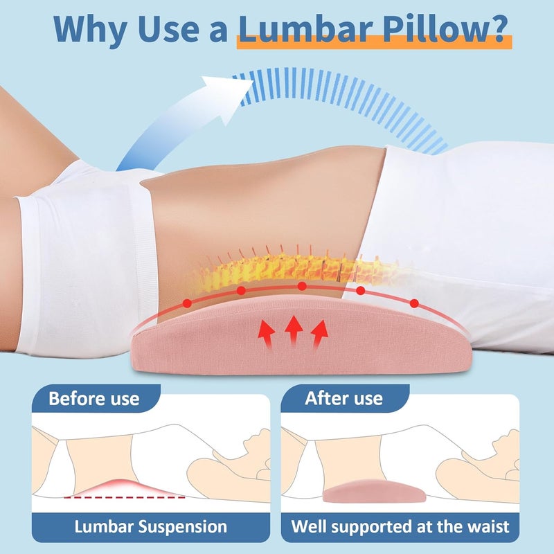 vamorry Lumbar Support Pillow for Bed Relief Back Pain: Lower Back Pillow for Sleeping - Memory Foam Waist Pillow - Back Wedge Bolster Pillow for Side, Back&Stomach Sleepers - Bed Rest Pillow for Car, Sofa - Image 2