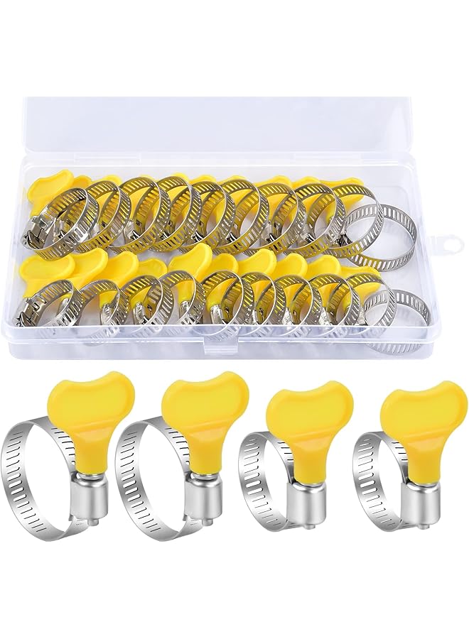 PROMASS promass Pack of 20 Stainless Steel Hose Clamps Adjustable Hose Clamps Pipe Clamps Hose Spring Clamps Petrol Hose Clamps Pipe Clamps Set for Home Gas Pipe Water Pipe Tank Tubing 16-25/19-29 mm  - Image 1