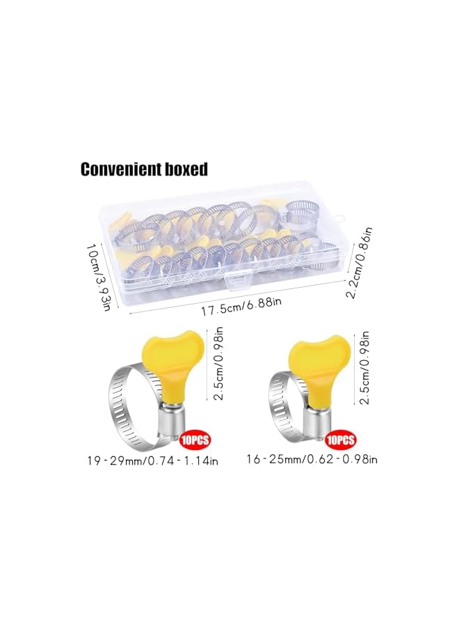 PROMASS promass Pack of 20 Stainless Steel Hose Clamps Adjustable Hose Clamps Pipe Clamps Hose Spring Clamps Petrol Hose Clamps Pipe Clamps Set for Home Gas Pipe Water Pipe Tank Tubing 16-25/19-29 mm  - Image 3