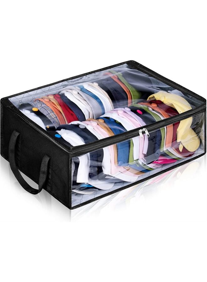 يُسلِّم صندوق تخزين القبعات، تخزين واسع لقبعات البيسبول، منظم قبعات بسعة كبيرة لخزانة الملابس، حامل قبعات يحمل ما يصل إلى 40 قبعة (أسود) - Image 1