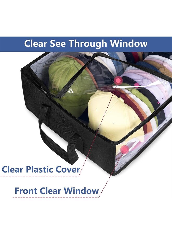 يُسلِّم صندوق تخزين القبعات، تخزين واسع لقبعات البيسبول، منظم قبعات بسعة كبيرة لخزانة الملابس، حامل قبعات يحمل ما يصل إلى 40 قبعة (أسود) - Image 4