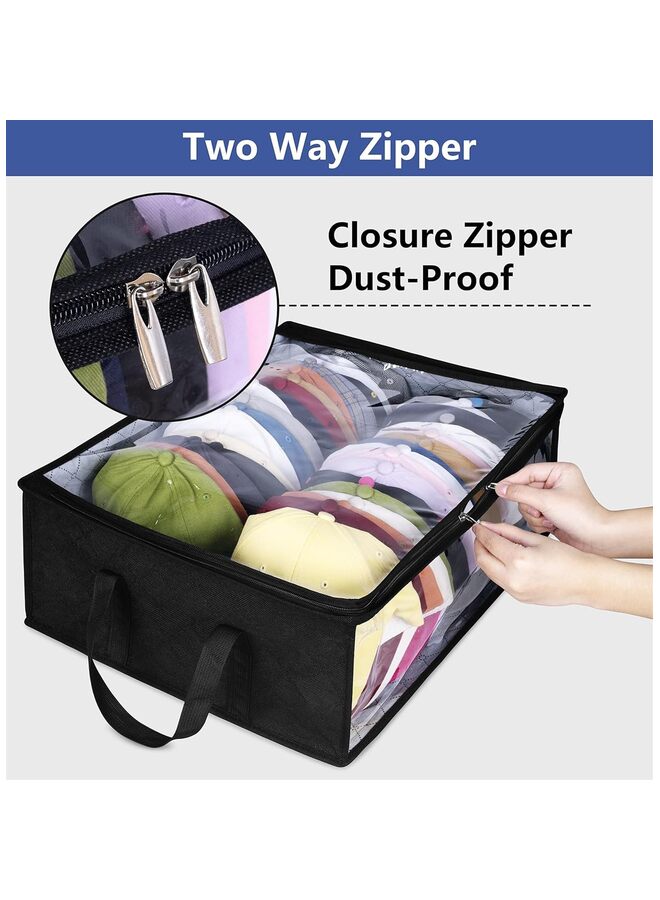 يُسلِّم صندوق تخزين القبعات، تخزين واسع لقبعات البيسبول، منظم قبعات بسعة كبيرة لخزانة الملابس، حامل قبعات يحمل ما يصل إلى 40 قبعة (أسود) - Image 5