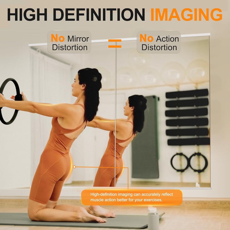 Delma Home Gym Mirror,48''x24''x2PCS White,Large Full Body Tempered Glass Frameless, Wall-Mounted for Gym, Yoga, Garage, Bedroom, Bathroom - Image 2