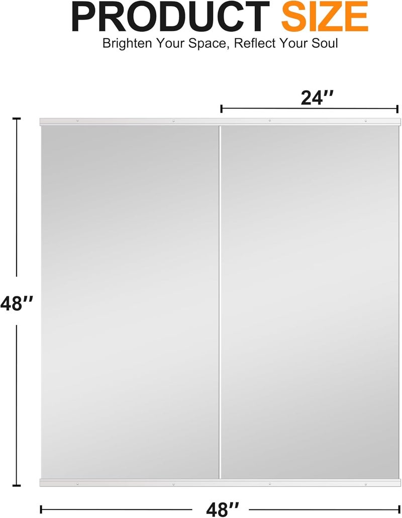 Delma Home Gym Mirror,48''x24''x2PCS White,Large Full Body Tempered Glass Frameless, Wall-Mounted for Gym, Yoga, Garage, Bedroom, Bathroom - Image 5