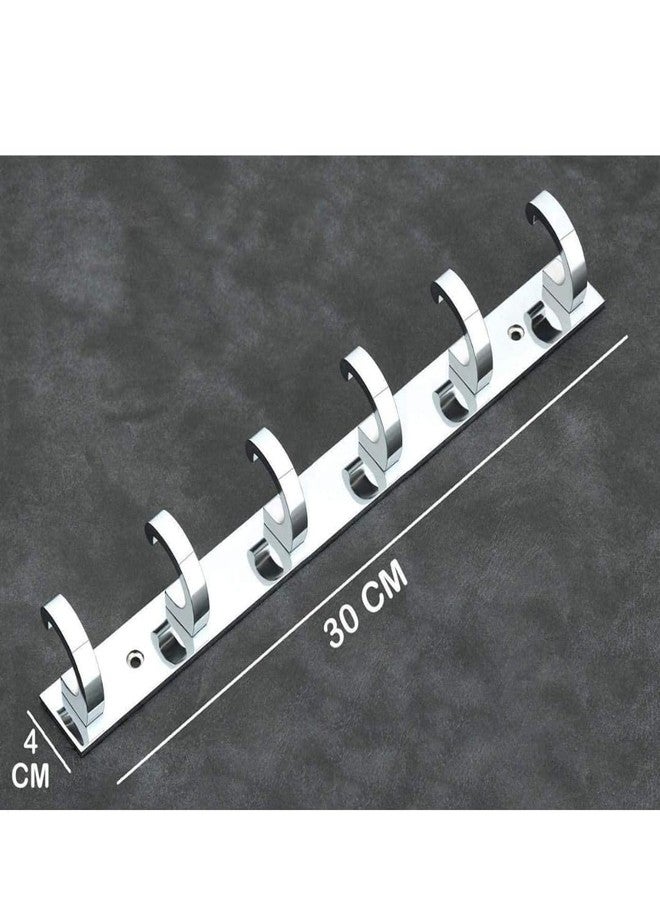 COSWARE C-Point Hanger Stainless Steel 6 Pin Cloth Hanger Bathroom, Wall Wardrobe Door, Hooks for Hanging Keys, Clothes Holder Hook Rail (Pack of 1) - Image 2