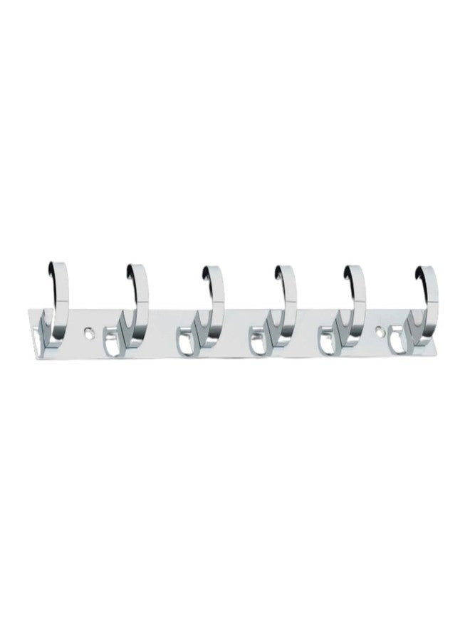 COSWARE C-Point Hanger Stainless Steel 6 Pin Cloth Hanger Bathroom, Wall Wardrobe Door, Hooks for Hanging Keys, Clothes Holder Hook Rail (Pack of 1) - Image 1