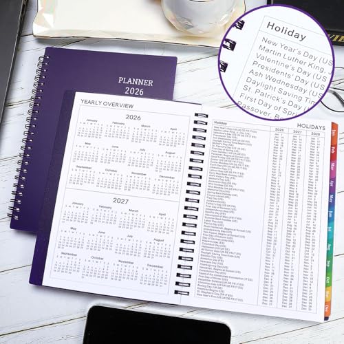 BooQool 2026 Planner - Planner 2026, 2026 Planner Weekly and Monthly with Tabs, Jan 2026 - Dec 2026, 6.25" × 8.3", Strong Twin-Wire Binding - Image 2