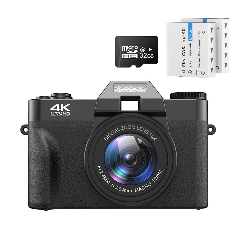 4K Digital Camera 56MP Autofocus Entry Microslice Digital Camera Home Travel Camera with WIFI Camera 16X Digital Zoom Compact Camera 3.0 inch Screen With 32GB SD Card + 2 Batteries + Lanyard - Image 1