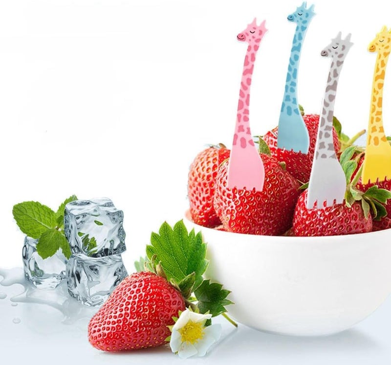 Prostuff.in® Reusable Cutlery Kids Cute Cartoon Animal Giraffe Design Forks Set for Lunchbox Tiffin Noodles Salad Fruits Vegetables Dessert Cake Party Multicolor Set of 12 - Image 3