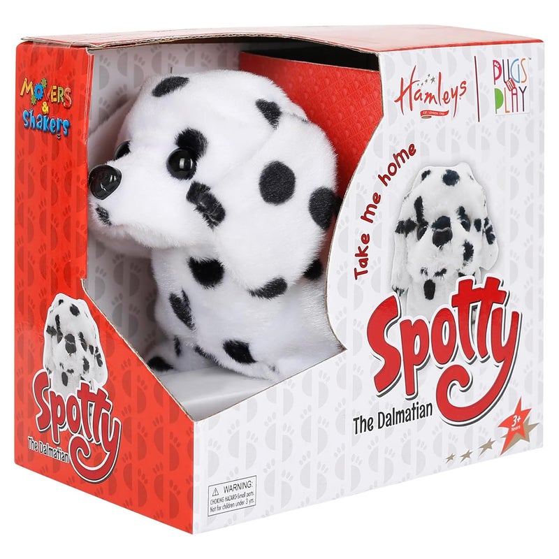 Hamleys كلاب البج في اللعب - لعبة كلب ناطق ومشاة ناعمة | ألعاب حيوانات تفاعلية للأطفال من عمر 3 سنوات فما فوق | هدية عيد ميلاد للأطفال | لعبة دمية كلب محشوة | ألعاب تعمل بالبطارية، أسود-أبيض - Image 4