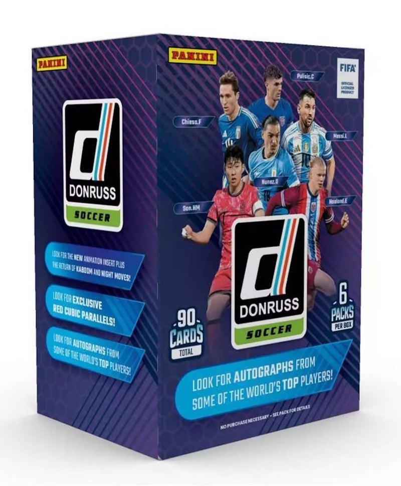 Panini 2024/25 بانيني دونروس كرة القدم صندوق بطاقات التداول 6 عبوات (نسخ حمراء مكعبة حصرية) - Image 1
