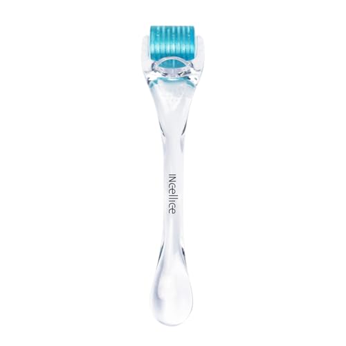INCELLICE Derma Roller, Microneedling Roller with 200 Real Individual Titanium Needles, Professional Microneedle Roller for Men and Women Home Use - Ice Blue - Image 1