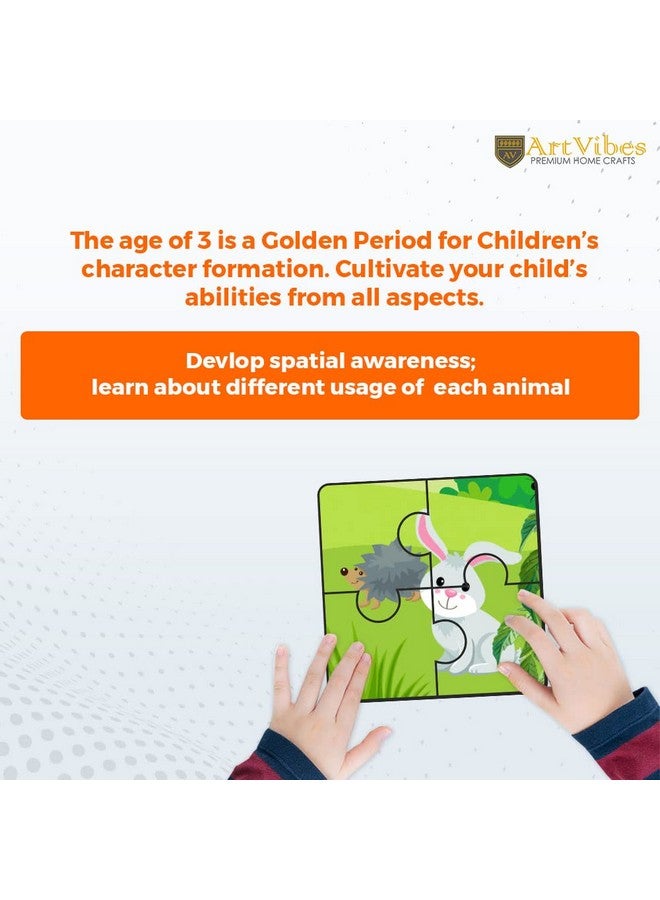 Artvibes Animals Wooden Jigsaw Puzzle Games for Children & Kids | Jigsaw Puzzles for Kids Age 2-5 | 4 Pieces Puzzles | Toddler's Wooden Puzzle (PZ_505NN), Set of 6 - Image 5