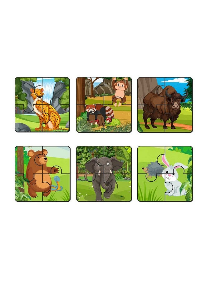 Artvibes Animals Wooden Jigsaw Puzzle Games for Children & Kids | Jigsaw Puzzles for Kids Age 2-5 | 4 Pieces Puzzles | Toddler's Wooden Puzzle (PZ_505NN), Set of 6 - Image 1