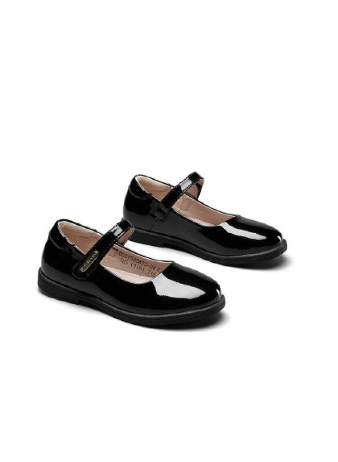 YEARCON Back-to-school Season Children's Black Mary Jane Shoes, Girls' Shiny Simple Princess Shoes, Versatile Campus Performance Shoes - Image 1
