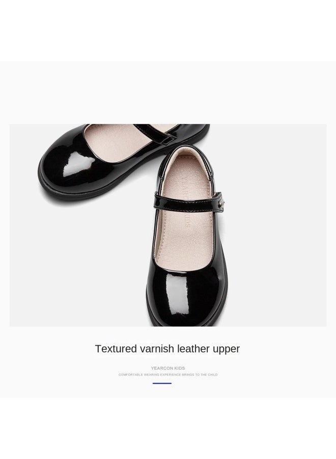 YEARCON Back-to-school Season Children's Black Mary Jane Shoes, Girls' Shiny Simple Princess Shoes, Versatile Campus Performance Shoes - Image 5