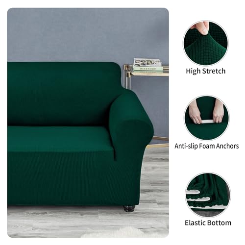 Joccun Stretch Loveseat Couch Cover Slipcover, 1-Piece Sofa Cover for 2 Cushion Couch Spandex Jacquard Washable Furniture Protector Cover for Living Room,Kids,Pets（Loveseat,Hunter） - Image 5
