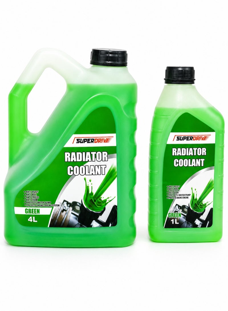 Superdrive Engine Coolant Offer for Car Radiator Anti-Freeze & Boil 4L+1L - Green - Image 1