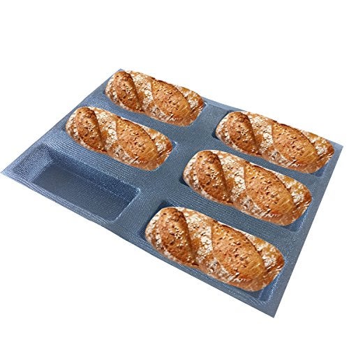 BLUE DROP Bluedrop Silicone Bread Forms Square Shape Bread Molds Non Stick Bakery Trays Silicone Coated Fiber Glass 6 Caves Rectangle Moulds - Image 1