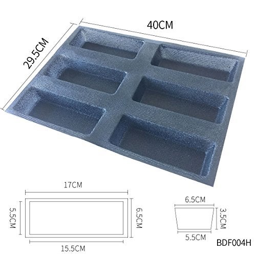 BLUE DROP Bluedrop Silicone Bread Forms Square Shape Bread Molds Non Stick Bakery Trays Silicone Coated Fiber Glass 6 Caves Rectangle Moulds - Image 3