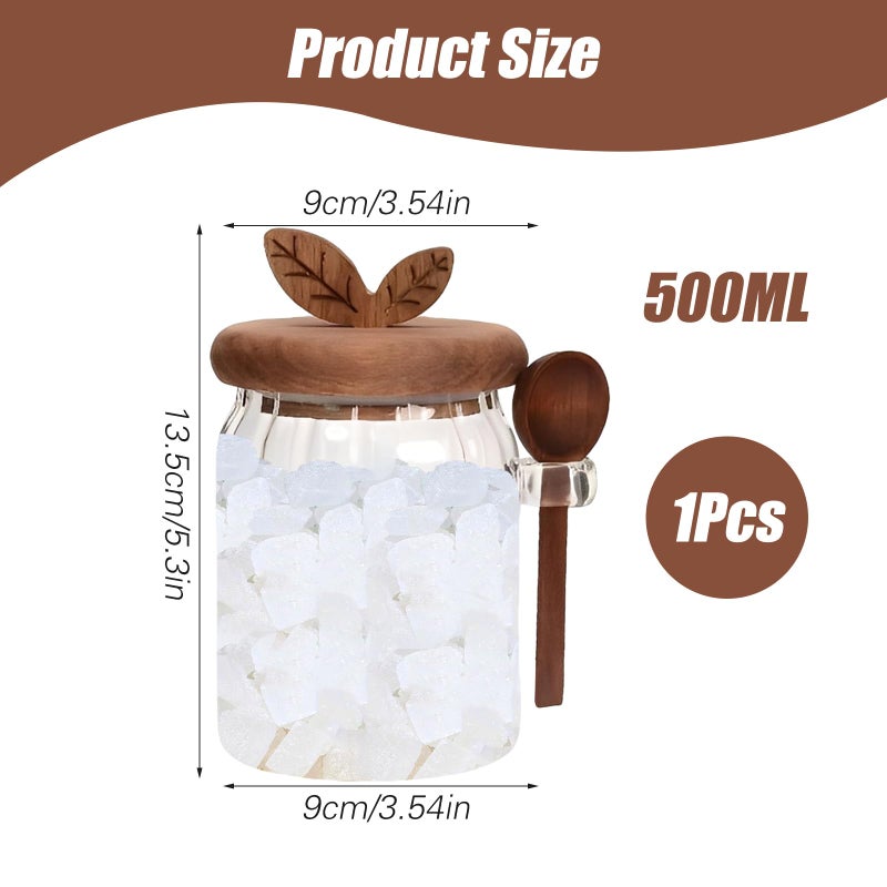 EOREA Sugar Bowl with Lid and Spoon, 20 oz Airtight Glass Brown Sugar Food Jars & Canisters, Coffee Container | Spice, Peper, Cereal, Tea, Spice Storage Jar | Modern Decorative Dispenser with Spoon (One) - Image 2
