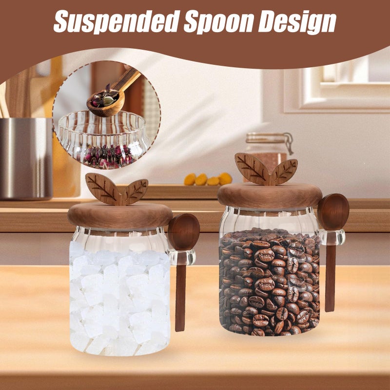 EOREA Sugar Bowl with Lid and Spoon, 20 oz Airtight Glass Brown Sugar Food Jars & Canisters, Coffee Container | Spice, Peper, Cereal, Tea, Spice Storage Jar | Modern Decorative Dispenser with Spoon (One) - Image 4