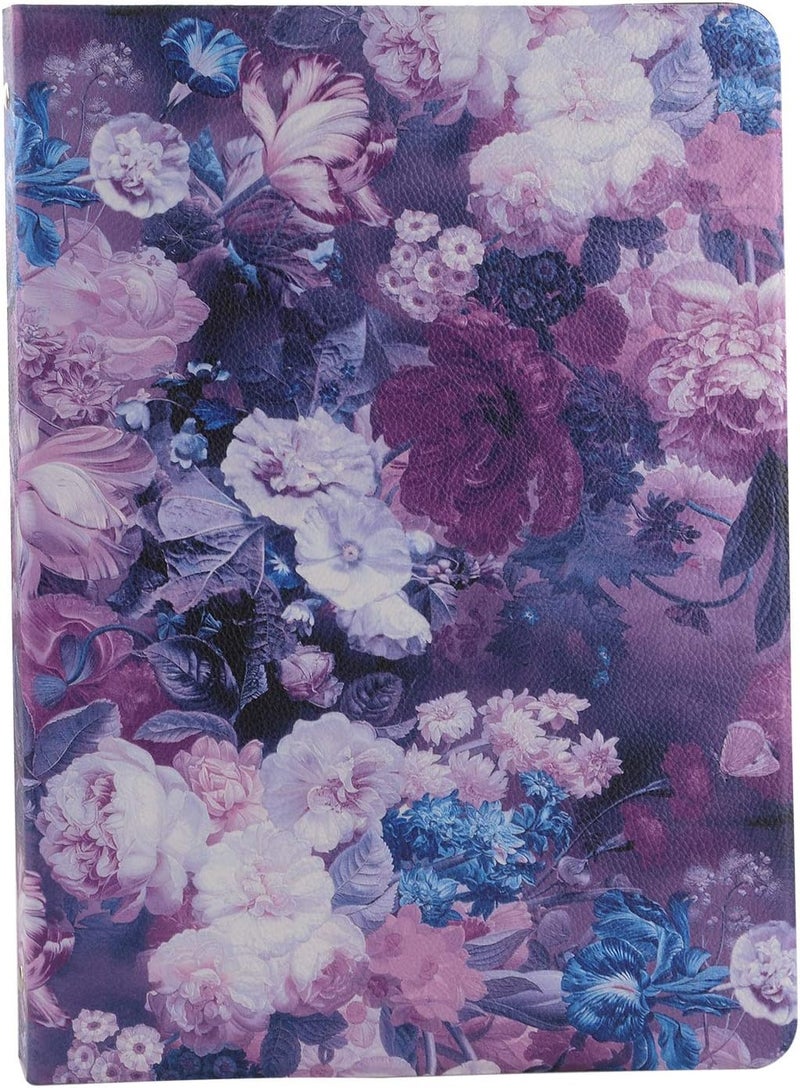 XIAOZHI 3-Ring Binder Portfolio Case, Floral Painting PU Leather Binder Padfolio, Business Planner Organizer with Notepad Holder - Image 2