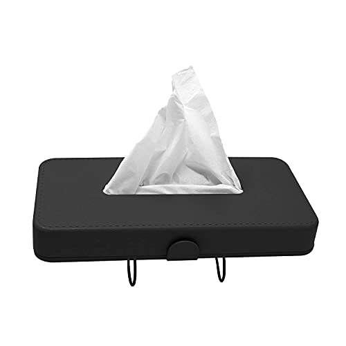 GFX Car Tissue Box Holder Universal Fit on Car Sun Shade Mountable Back Seat 1Pcs Black - Image 1