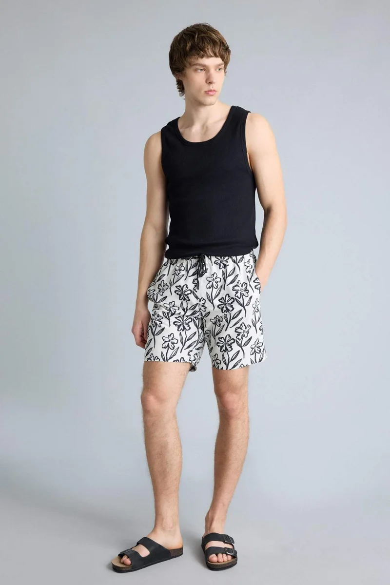 Defacto  Regular Fit Printed Swim Shorts for Men | Best Price UAE