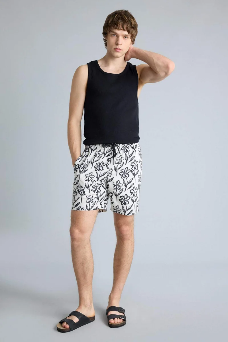 Defacto  Regular Fit Printed Swim Shorts for Men | Best Price UAE