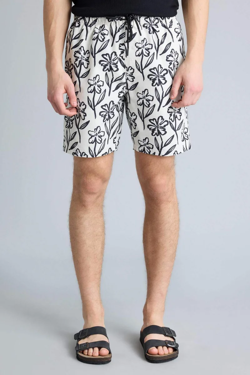 Defacto  Regular Fit Printed Swim Shorts for Men | Best Price UAE