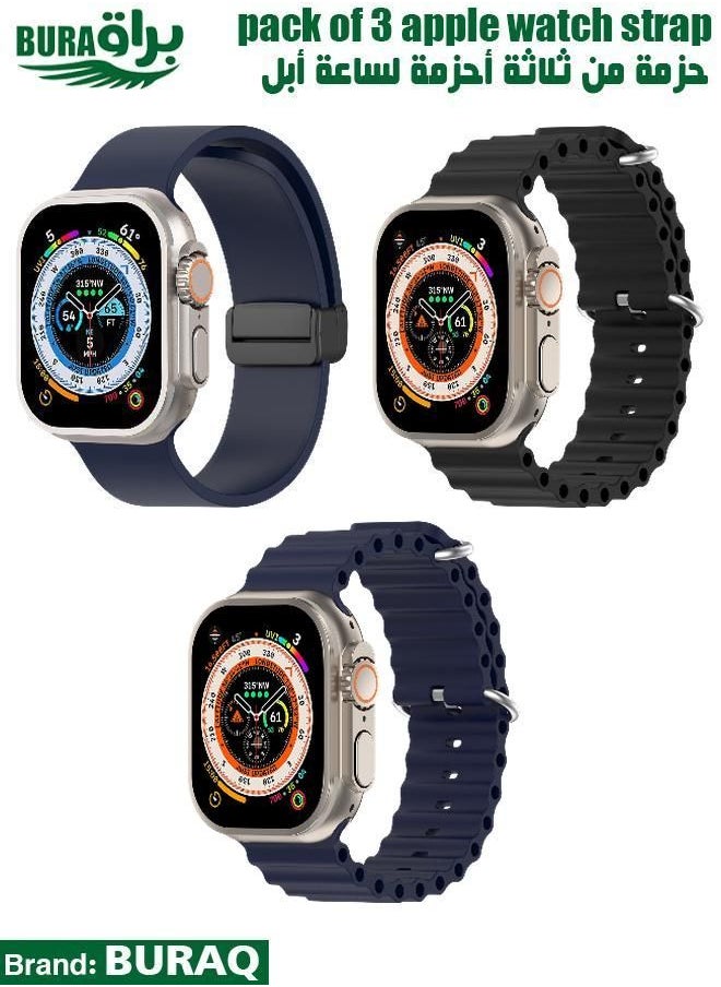 BURAQ - Apple Watch Band Strap For Apple Watch Ultra 2/Ultra 49mm, Series 10 46mm, 9/8/7 45mm, SE2/SE/6/5/4 44mm, 3/2/1 42mm - Image 1