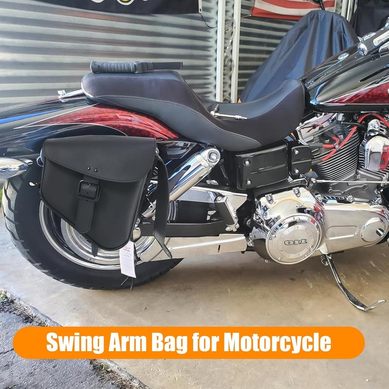 GARGOYLE BELLS Motorcycle Swing Arm Bag Solo Saddle Bags For Sportster Softail PVC Waterproof Motorcycle Luggage Bags for Motorcycle or Bike Right Side BlackSingle Buckle - Image 4