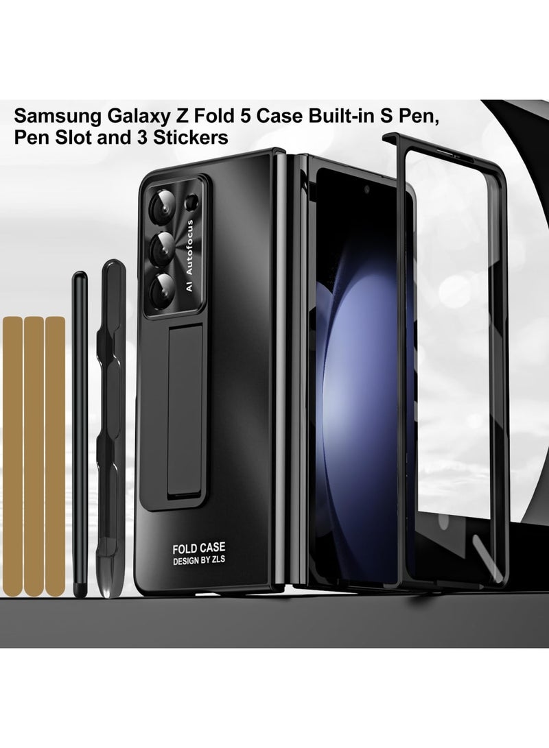 Barakah Case for Samsung Galaxy Z Fold 5 with S Pen, Pen Holder & Screen Protector, Hinge Coverage Protection Luxury Phone Cover, Stand Adjustable, Shockproof Cover All-Inclusive Case (Black) - Image 2