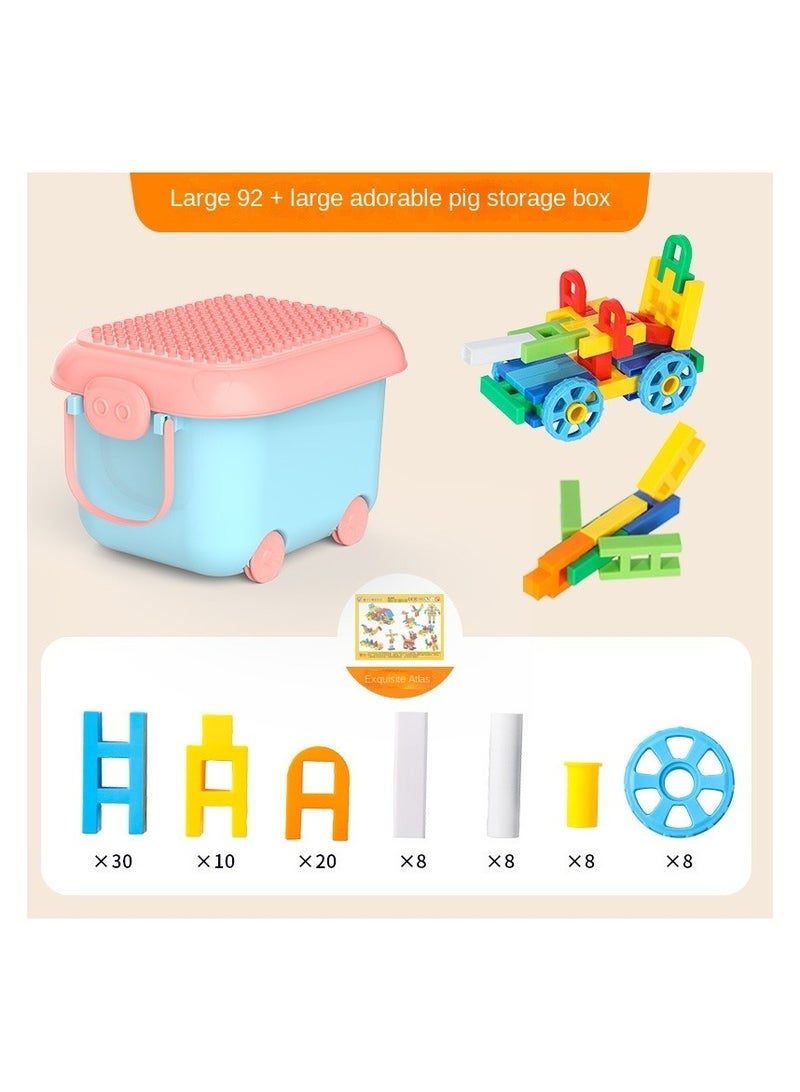 92 pieces of large building blocks, children's plastic bucket DIY toys, large block assembly, large particles  - Image 4