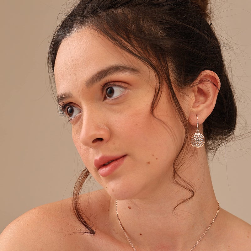 LeCalla 925 Sterling Silver Celtic Knot Earrings | Two-Tone Jewelry | Lightweight Celtic-Knot Leverback Drop Dangle Earring for Women - 35mm - Image 2