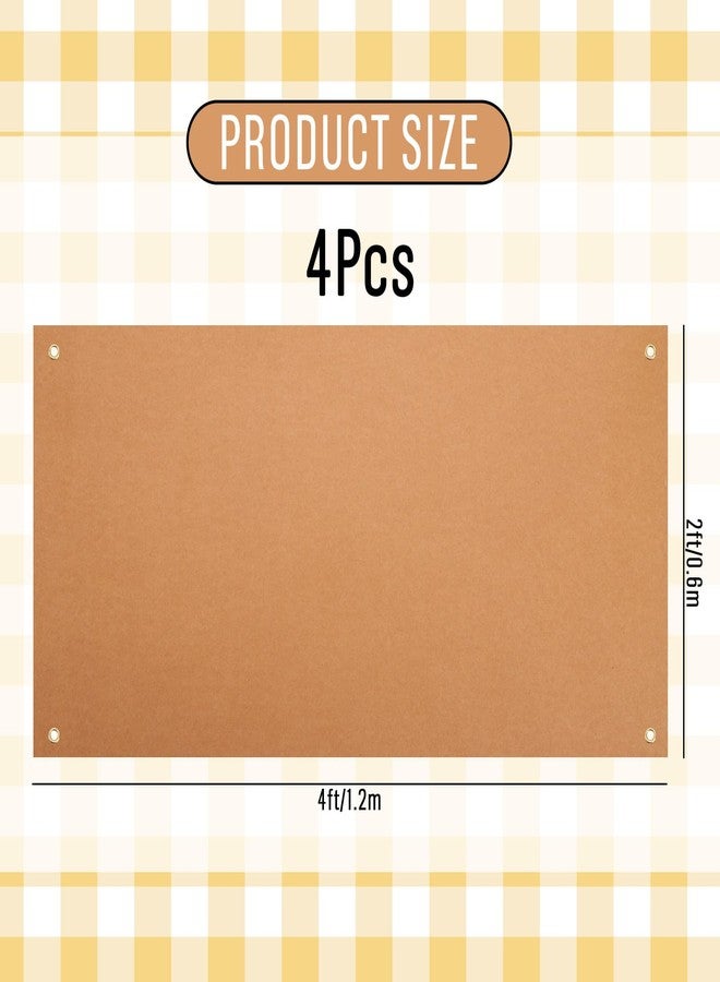 Whaline 4Pcs Large Blank Kraft Paint Paper Banners 47.2 x 23.6 Inch DIY Blank Banner with Hanging Rope for Display Wall Signs Business Birthday St Patrick Wedding Party Supplies - Image 2