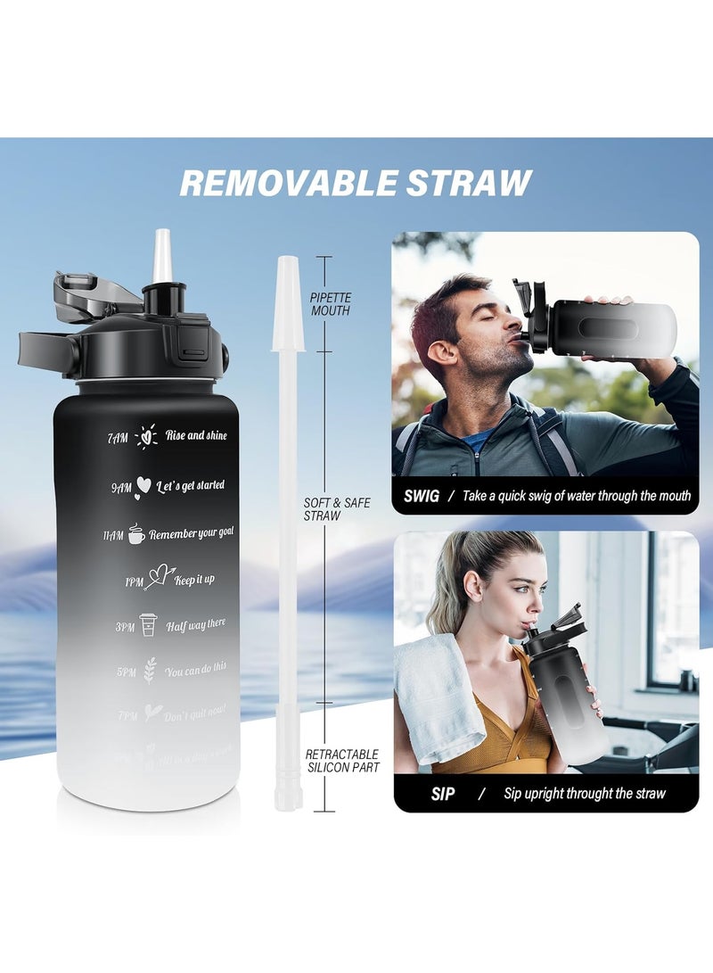 ROEIEIS Water Bottle 2L Motivational Water Bottles with Times to Drink, Half Gallon Water Jug with Handle & Removable Straw, BPA Free and Leakproof for Outdoor Sports and Fitness - Image 4