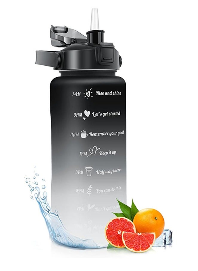 ROEIEIS Water Bottle 2L Motivational Water Bottles with Times to Drink, Half Gallon Water Jug with Handle & Removable Straw, BPA Free and Leakproof for Outdoor Sports and Fitness - Image 1