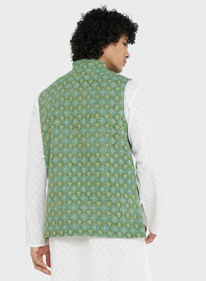 Fabindia Printed Nehru Jacket