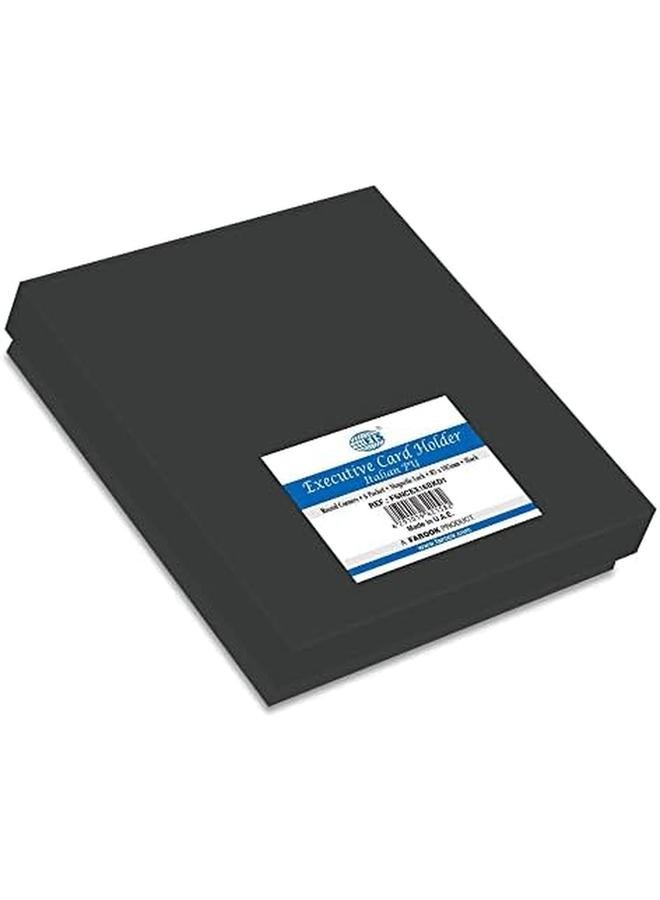 إف اي أس  Fsncex16Bkd1 حاملة بطاقات تنفيذية مع غطاء مبطن من البولي يوريثان الإيطالي مقاس 88 مم × 108 مم، أسود - Image 3