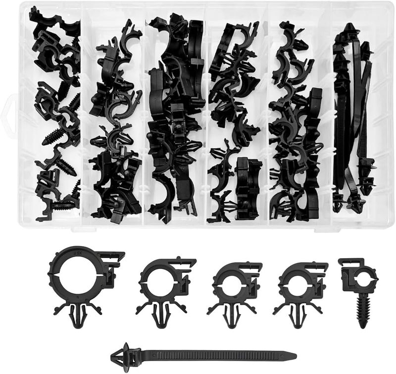 Bittwee 60PCS Car Wire Loom Harness Routing Clips Assortment - Image 1