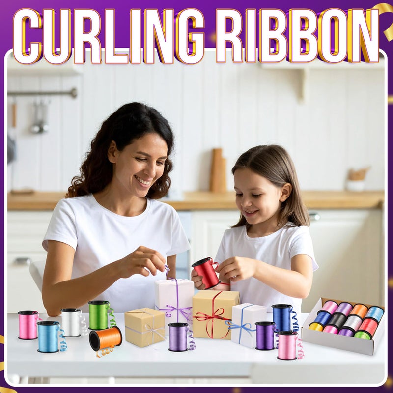 Bedwina 12-Rolls Curling Ribbon for Gift Wrapping - 3/16in x 125 Feet Per Roll - Curling Balloon String Ribbon Set for Presents, Bows, DIY Arts & Crafts, Wedding, Happy Birthday Decorations, Assorted Colors - Image 4