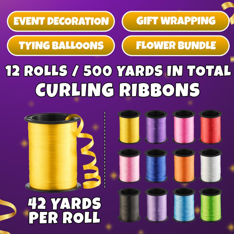 Bedwina 12-Rolls Curling Ribbon for Gift Wrapping - 3/16in x 125 Feet Per Roll - Curling Balloon String Ribbon Set for Presents, Bows, DIY Arts & Crafts, Wedding, Happy Birthday Decorations, Assorted Colors - Image 3