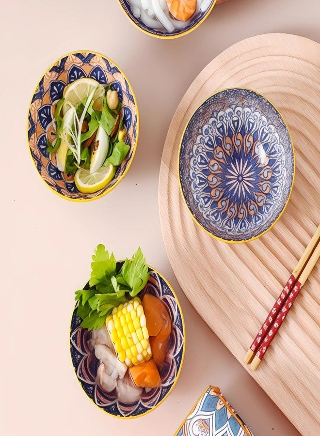 ProKitchen.Homes Prokitchen Aesthetic Ceramic Mandala Snack Bowls Set of 2 (250 ml Each) | Multicolour Serving BPA & Lead-Free, Microwave & Dishwasher Safe Bowls for Serving Noodles, Ramen, Soups or Curries - Image 5