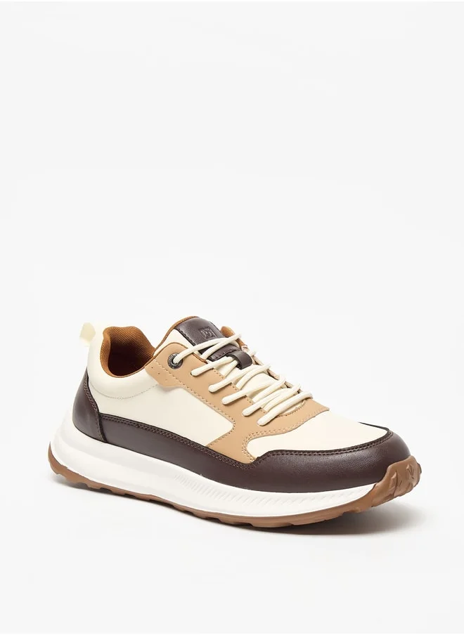 دوتشيني Men's Solid Sneakers with Lace-Up Closure