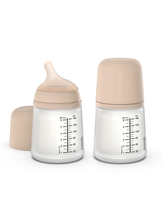 SUAVINEX زيرو زيرو زجاجة رضاعة مضادة للمغص للأطفال، العلامة التجارية رقم 1 في إسبانيا لزجاجات الرضاعة، مثالية للأطفال الذين يرضعون طبيعياً 180 مل × 2 مجموعة من 2 - Image 1
