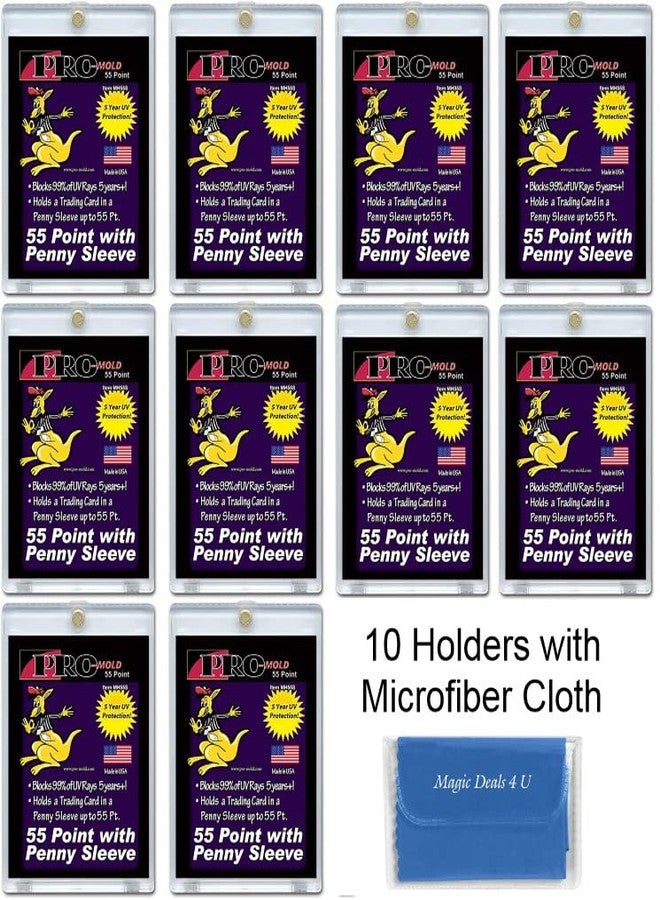 Pro-Mold 10-Count Pro-Mold 55pt. Magnetic ONE-Touch Card Holders Holds Sleeved Card MH55S (with Microfiber Cloth) - Image 2